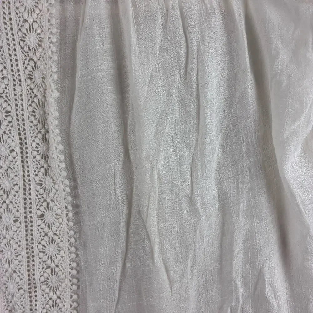 New Directions Sleeveless Blouse Womens 0X 14W Sheer Ivory Feminine Crochet Lace